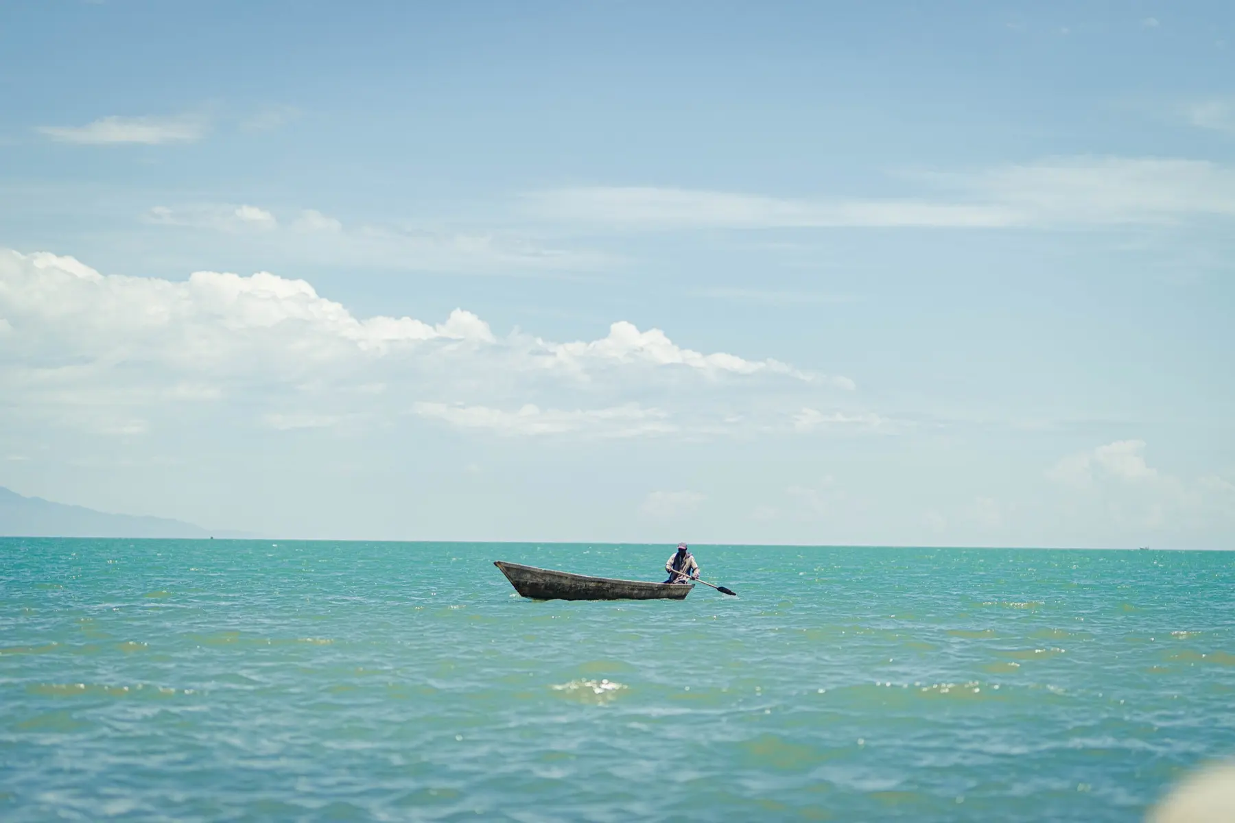 A fisherman crossing Lake Tanganyika near Bujumbura